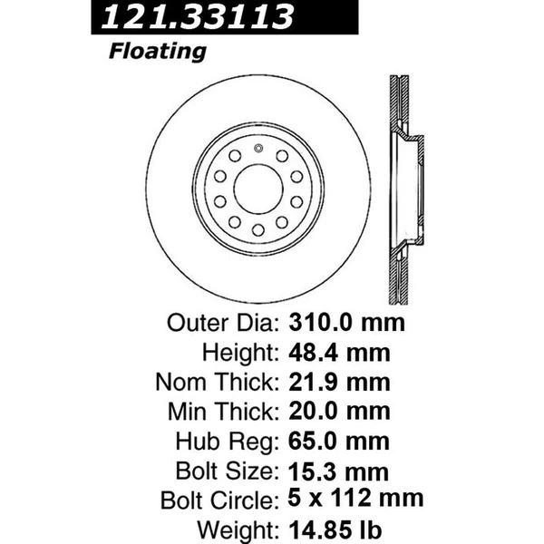 Centric 121.33113 Brake Rotor Rear