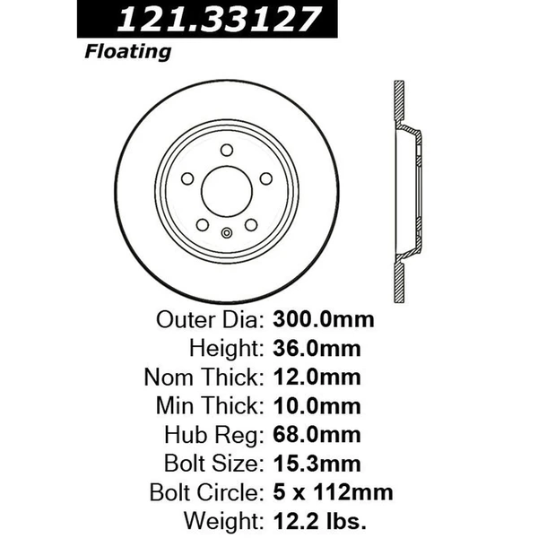 Centric 121.33127 Brake Rotor Rear