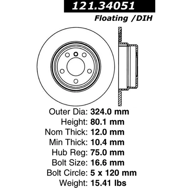 Centric 121.34051 Brake Rotor Rear