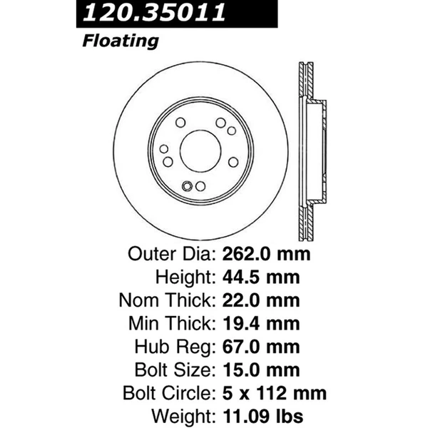 Centric 121.35011 Brake Rotor Front
