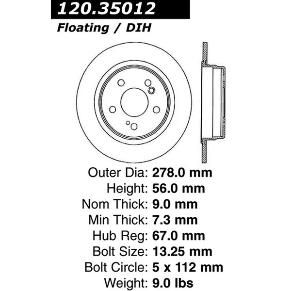 Centric 121.35012 Brake Rotor Rear