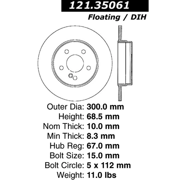 Centric 121.35061 Brake Rotor Rear