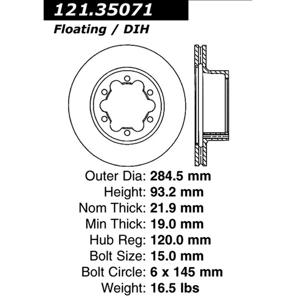 Centric 121.35071 Brake Rotor Rear