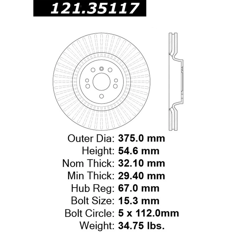 Centric 121.35117 Brake Rotor Front Side