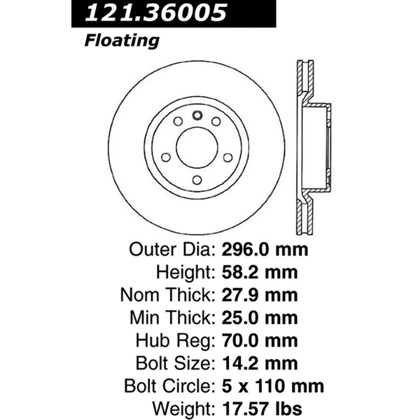 Centric 121.36005 Brake Rotor Front