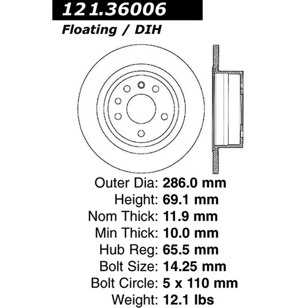 Centric 121.36006 Brake Rotor Rear