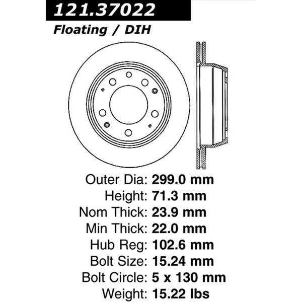 Centric 121.37022 Brake Rotor Rear