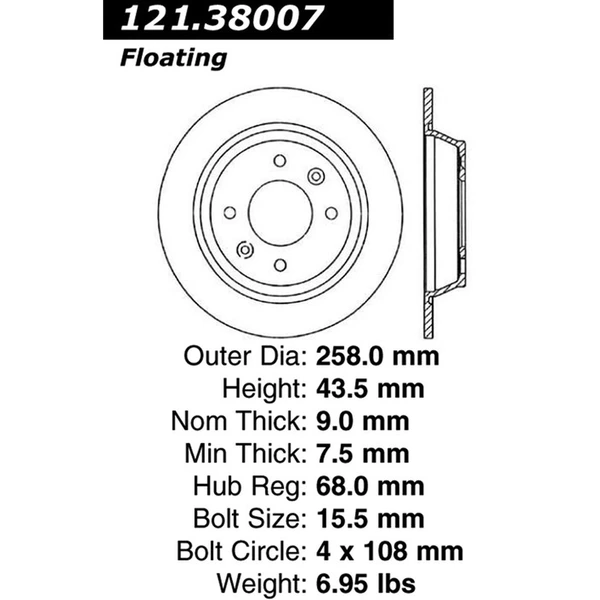 Centric 121.38007 Brake Rotor Rear