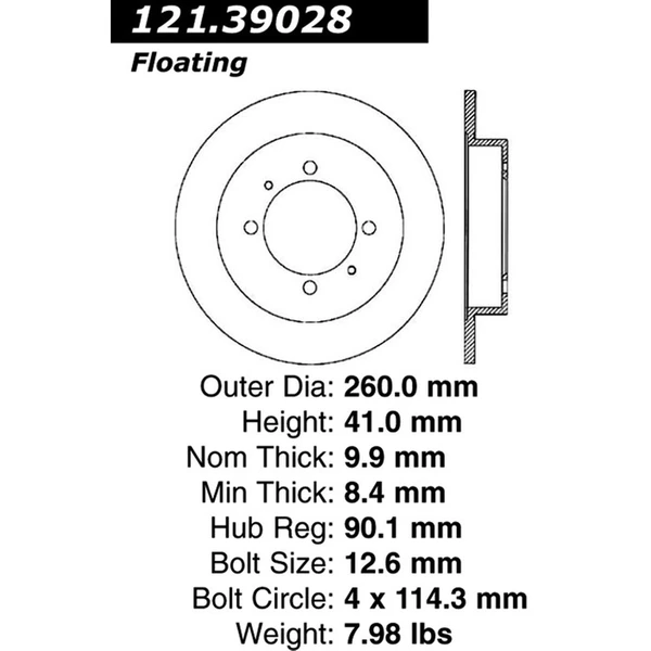 Centric 121.39028 Brake Rotor Rear