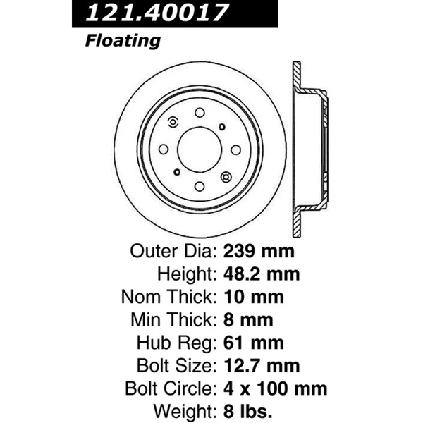 Centric 121.40017 Brake Rotor Rear