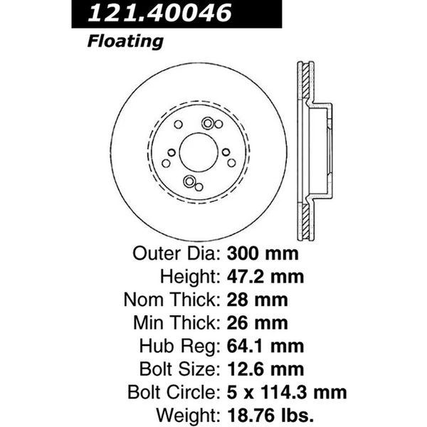Centric 121.40046 Brake Rotor Front