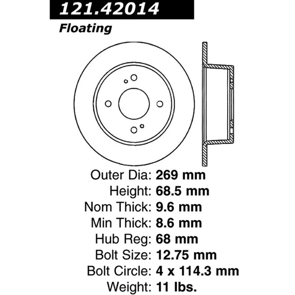 Centric 121.42014 Brake Rotor Rear Side