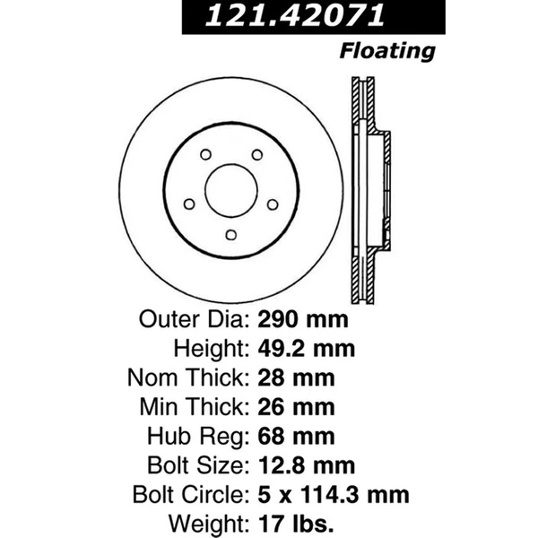 Centric 121.42071 Brake Rotor Front Side