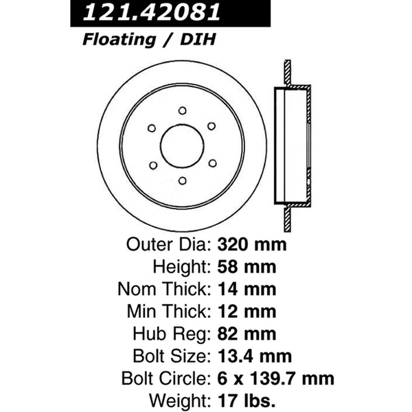 Centric 121.42081 Brake Rotor Rear Side