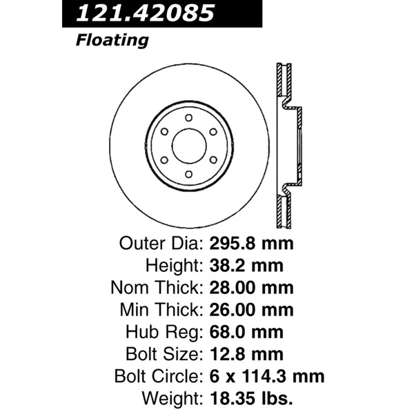 Centric 121.42085 Brake Rotor Front Side