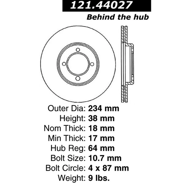 Centric 121.44027 Brake Rotor Front Side
