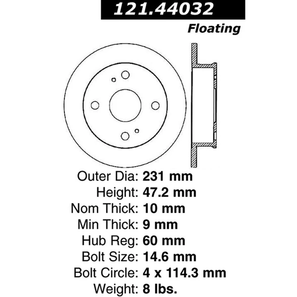 Centric 121.44032 Brake Rotor Rear Side
