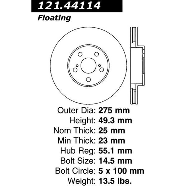 Centric 121.44114 Brake Rotor Front