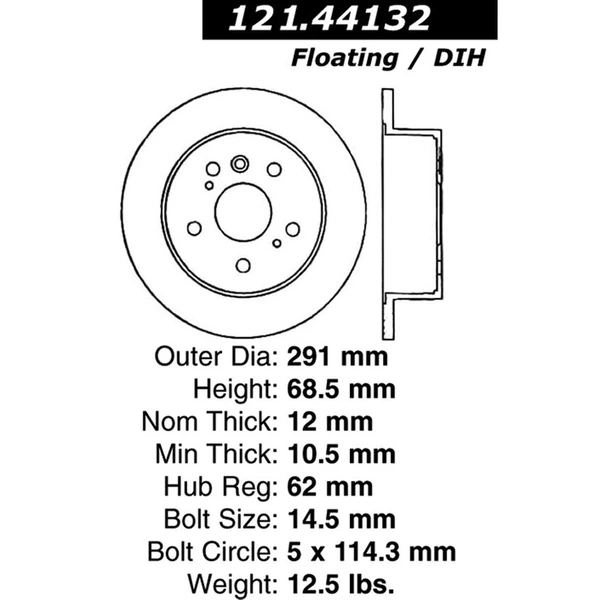 Centric 121.44132 Brake Rotor Rear