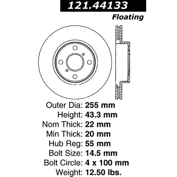 Centric 121.44133 Brake Rotor Front