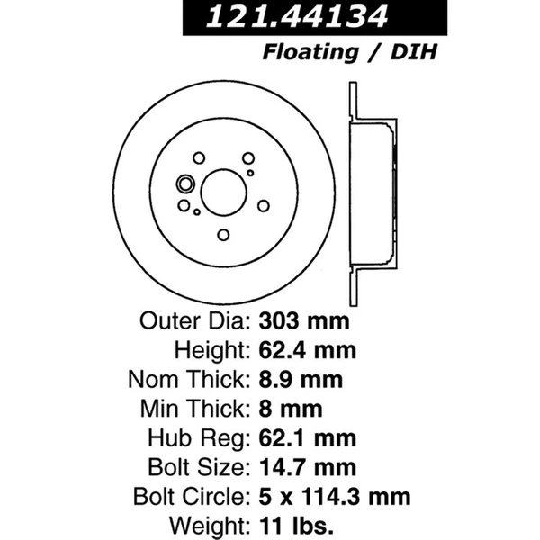 Centric 121.44134 Brake Rotor Rear