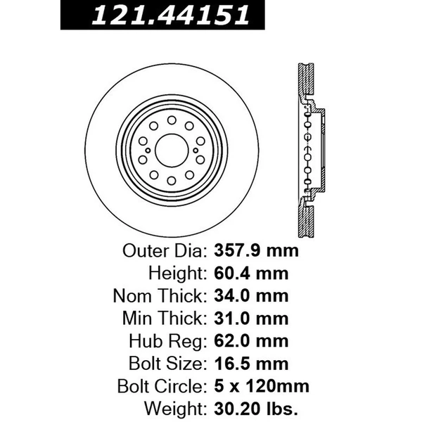 Centric 121.44151 Brake Rotor Front Right