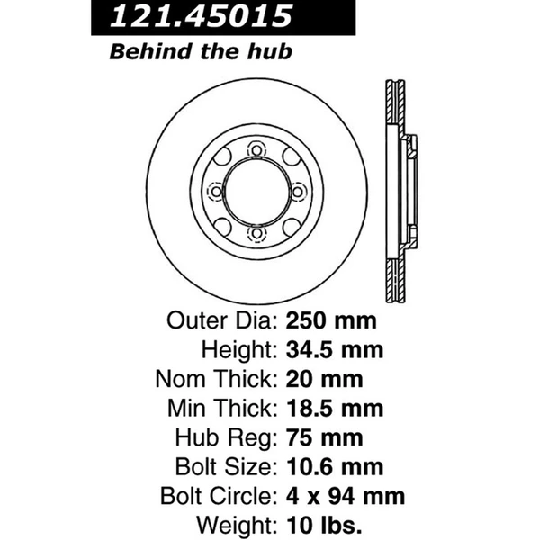 Centric 121.45015 Brake Rotor Front