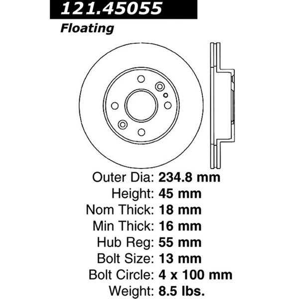 Centric 121.45055 Brake Rotor Front