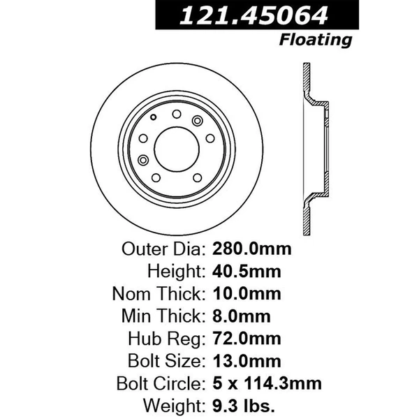 Centric 121.45064 Brake Rotor Rear Side