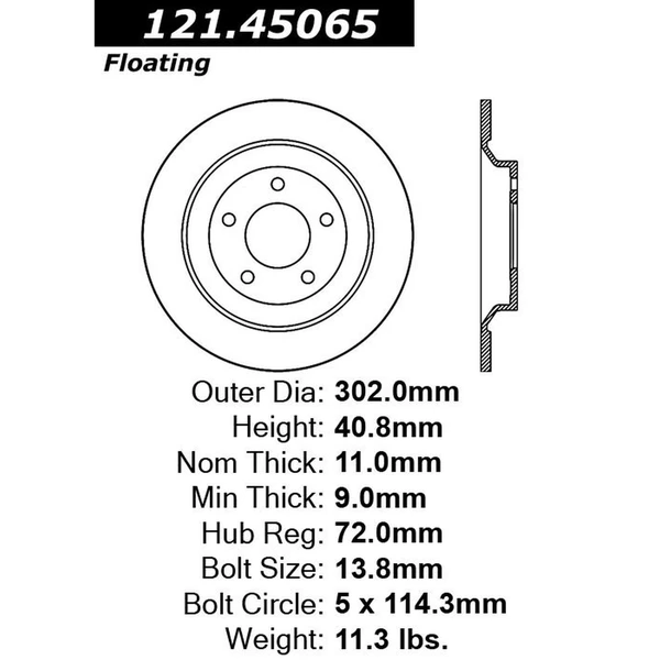 Centric 121.45065 Brake Rotor Rear