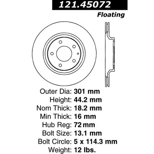 Centric 121.45072 Brake Rotor Rear