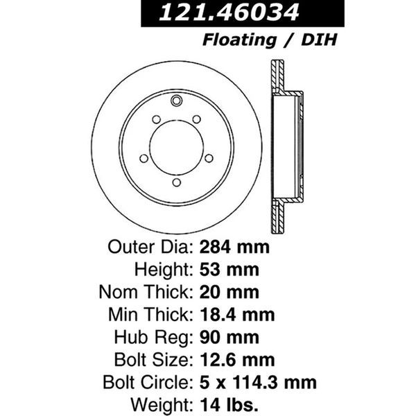 Centric 121.46034 Brake Rotor Rear