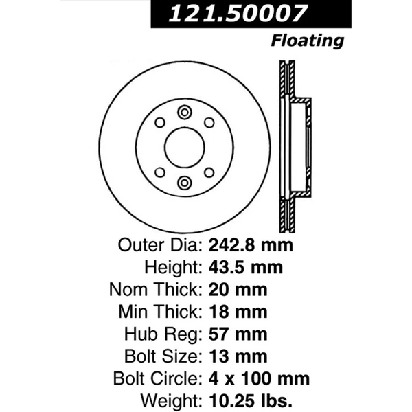 Centric 121.50007 Brake Rotor Front