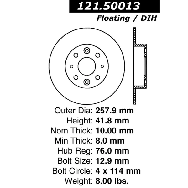 Centric 121.50013 Brake Rotor Rear