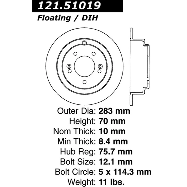Centric 121.51019 Brake Rotor Rear