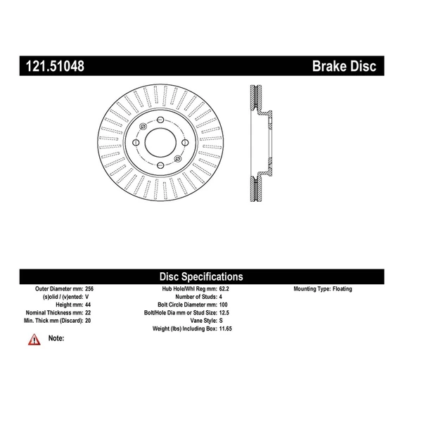Centric 121.51048 Brake Rotor Front