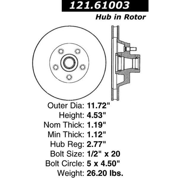 Centric 121.61003 Brake Rotor Front Side