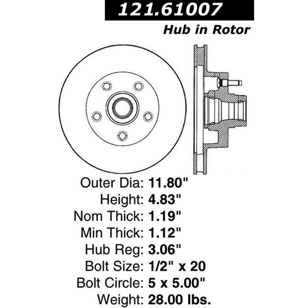 Centric 121.61007 Brake Rotor Front Side