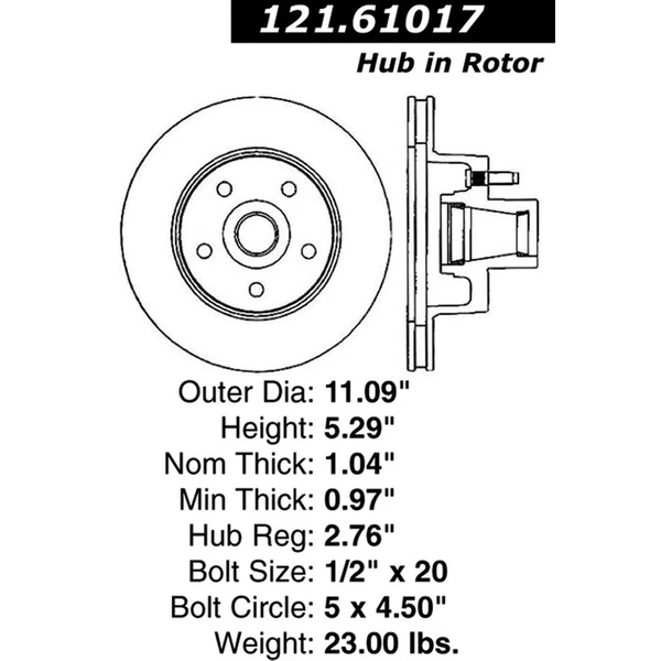 Centric 121.61017 Brake Rotor Front Side