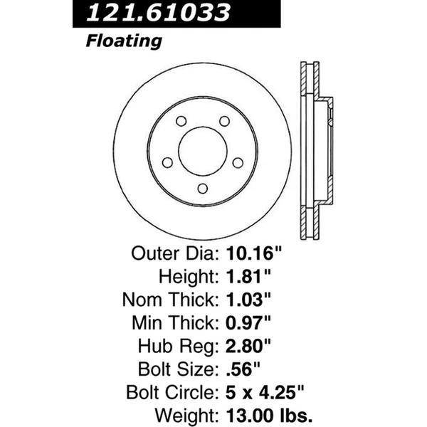 Centric 121.61033 Brake Rotor Front Side