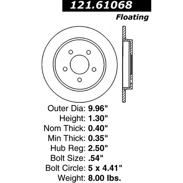Centric 121.61068 Brake Rotor Rear