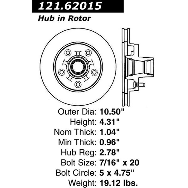 Centric 121.62015 Brake Rotor Front Side
