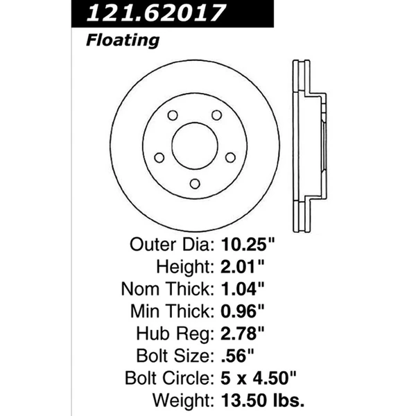 Centric 121.62017 Brake Rotor Front
