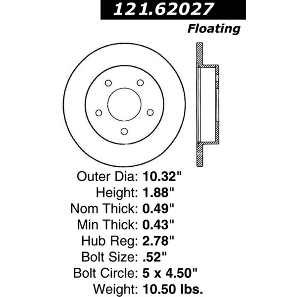 Centric 121.62027 Brake Rotor Rear
