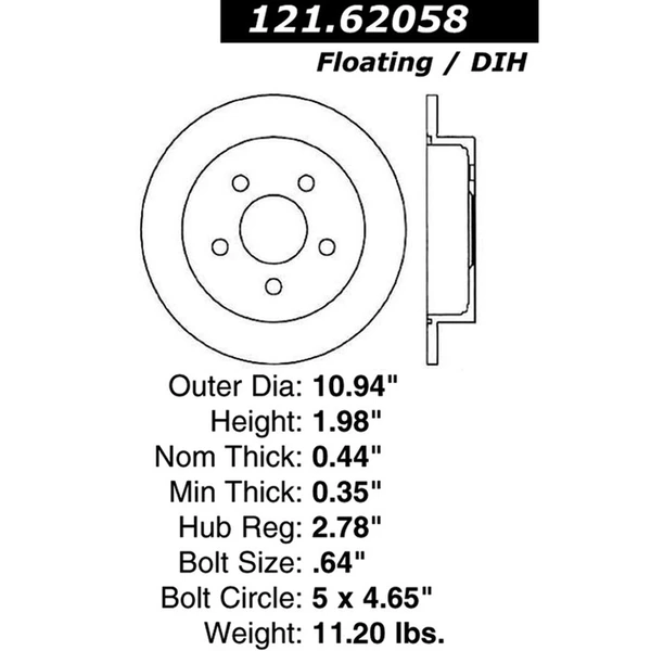 Centric 121.62058 Brake Rotor Rear