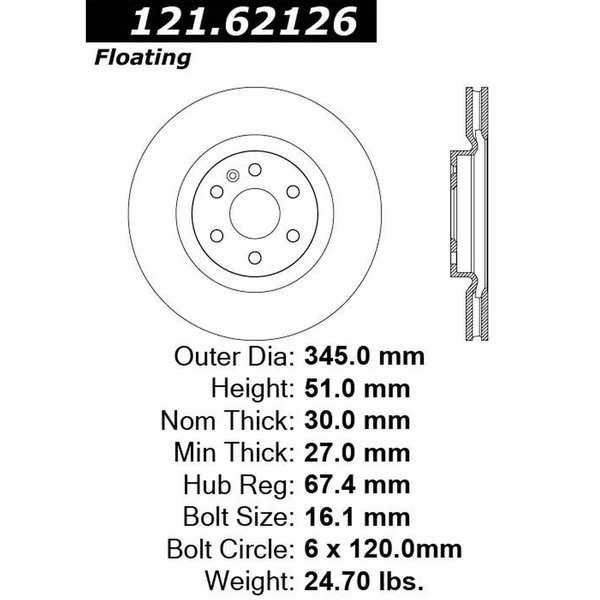 Centric 121.62126 Brake Rotor Front