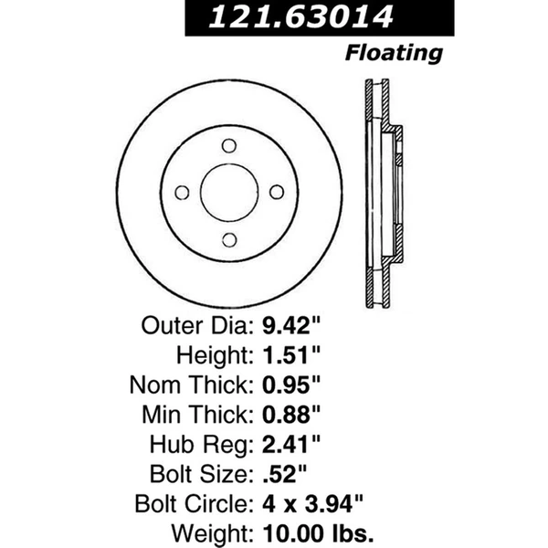 Centric 121.63014 Brake Rotor Front