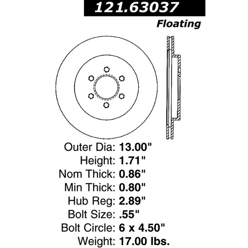 Centric 121.63037 Brake Rotor Rear Side
