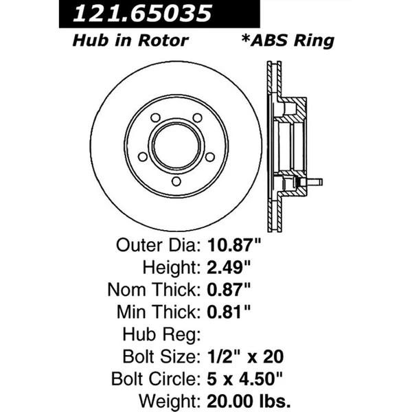Centric 121.65035 Brake Rotor Front