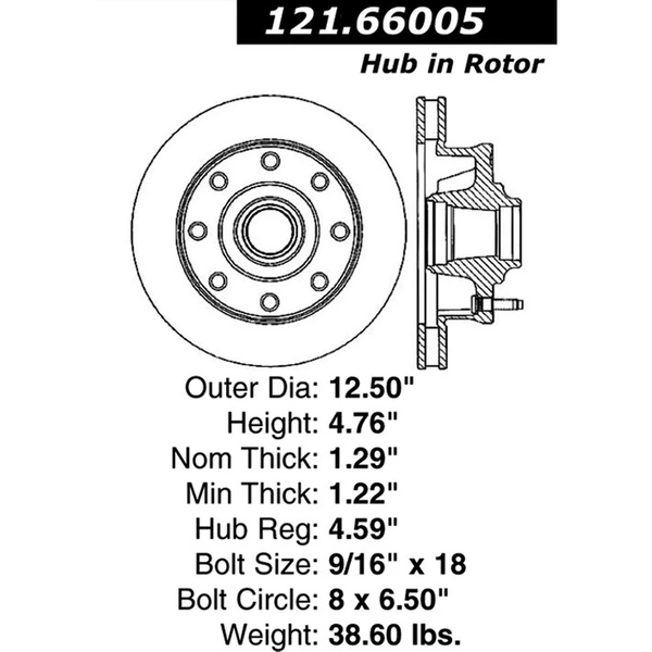 Centric 121.66005 Brake Rotor Front Side